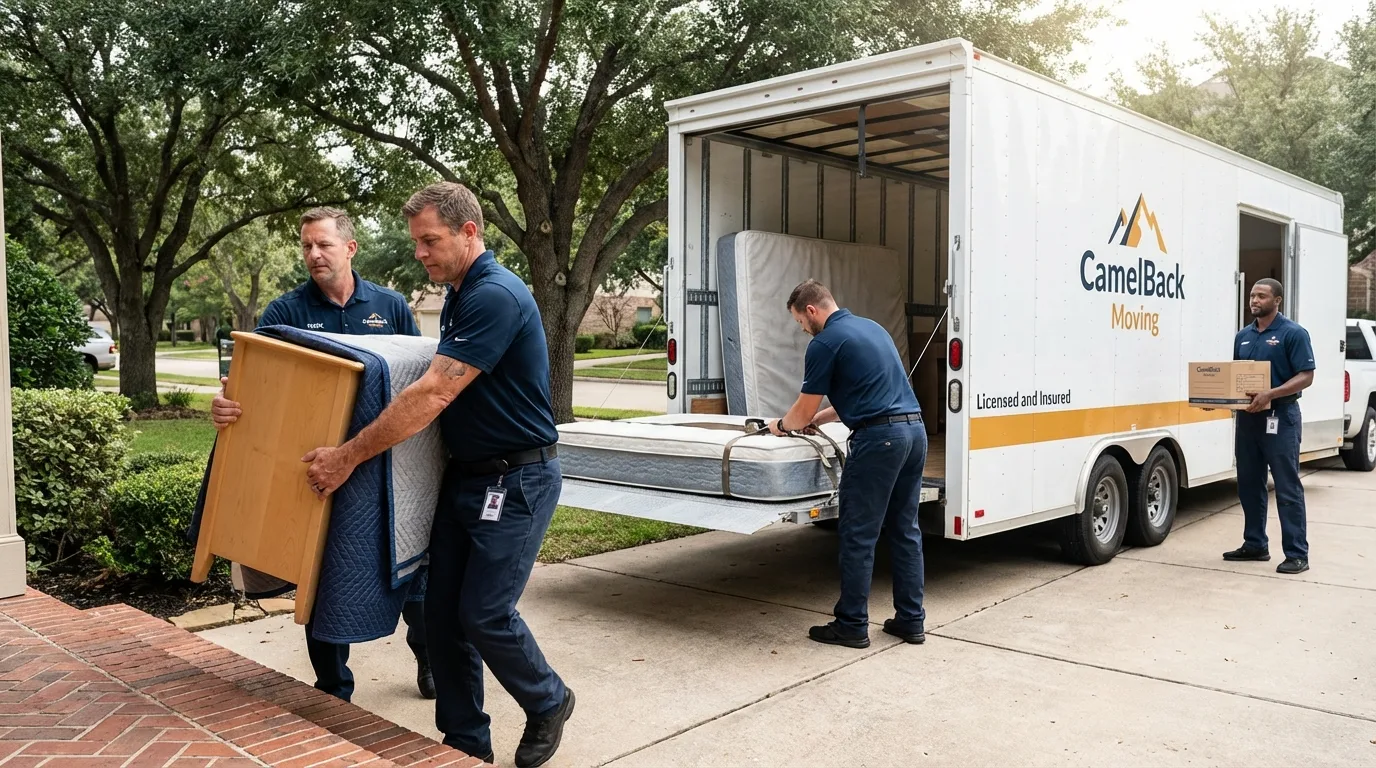 Crew loading residential truck for cross-state move from Hinesburg, VT